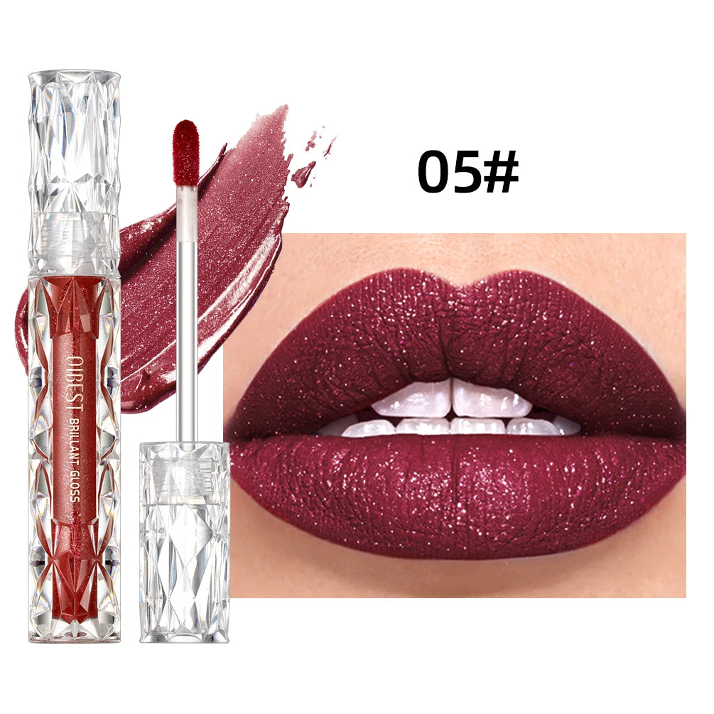 Shimmer Lip Gloss – Waterproof, Long-Lasting, Matte, Red & Purple
