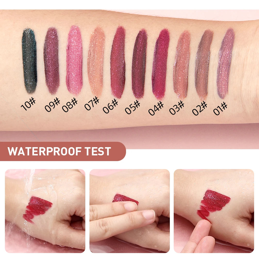 Shimmer Lip Gloss – Waterproof, Long-Lasting, Matte, Red & Purple