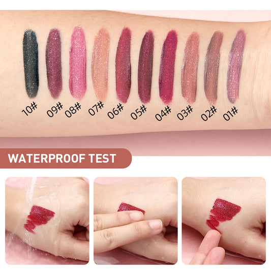 Shimmer Lip Gloss – Waterproof, Long-Lasting, Matte, Red & Purple